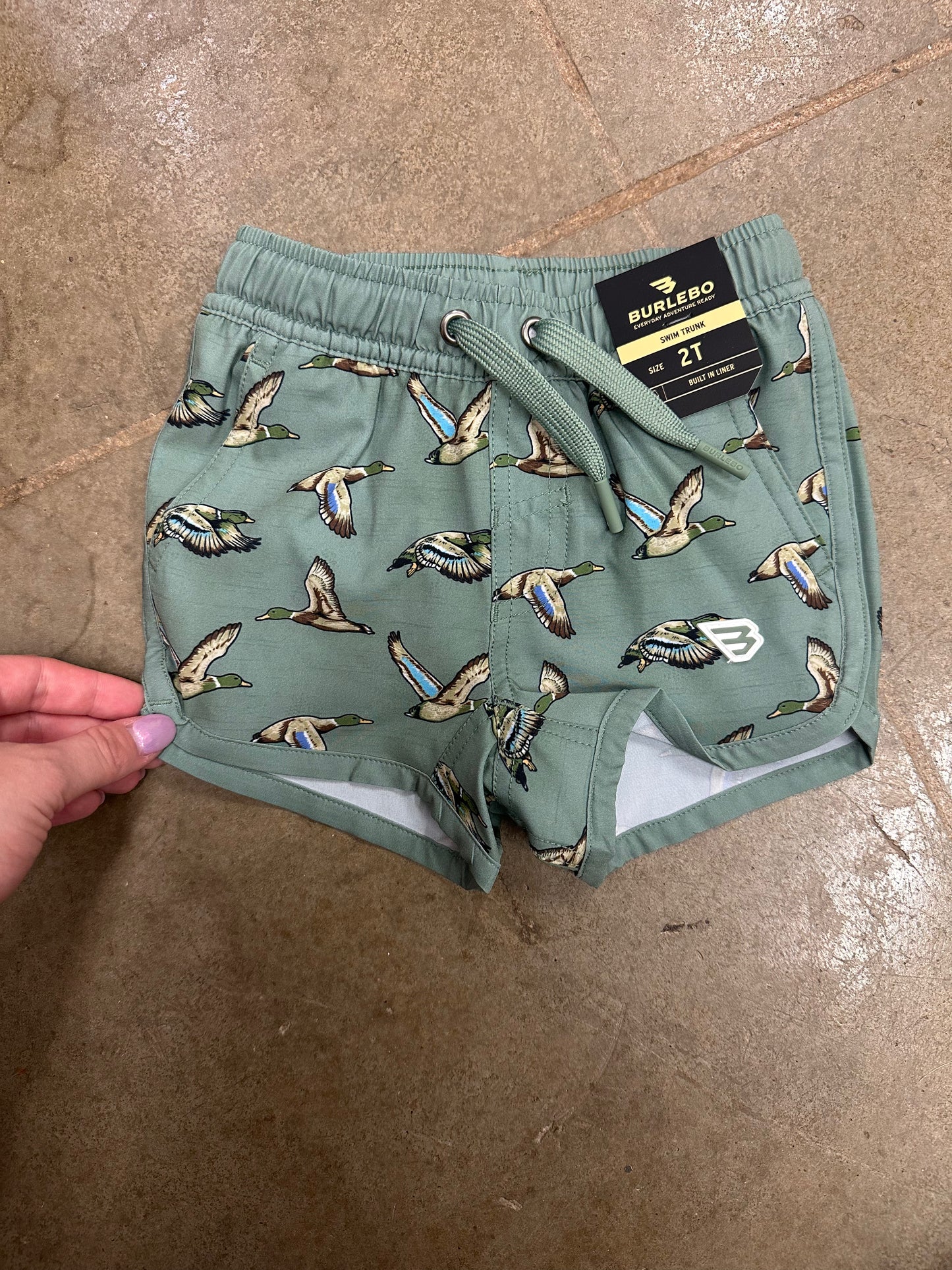 Youth swim trunk - green duck