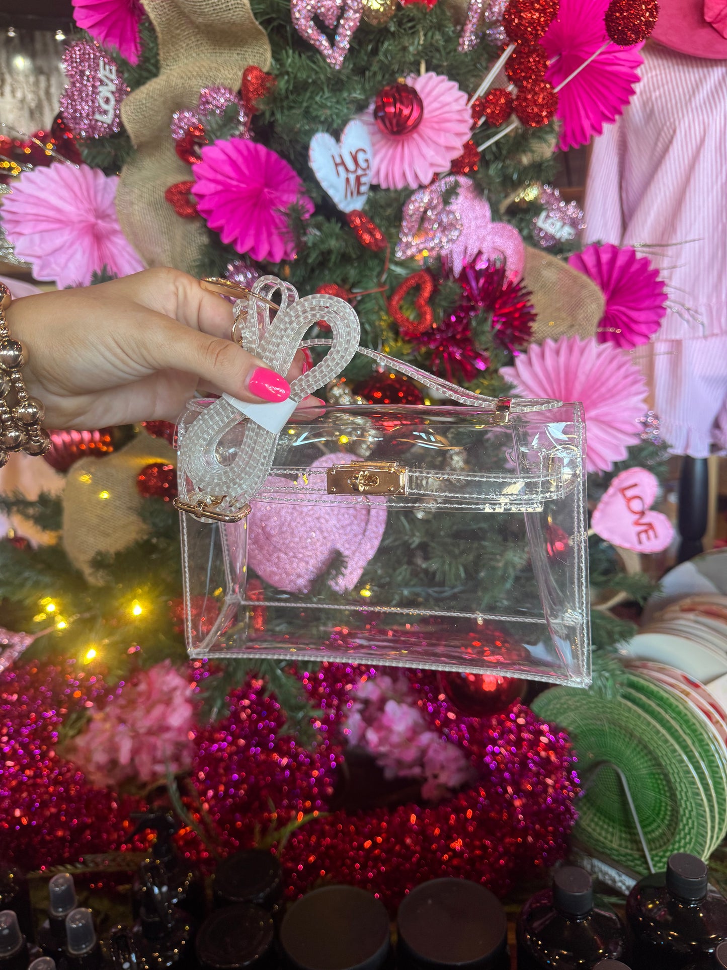 The Mini Andrea Clear Bag with Handle and Cross Body strap