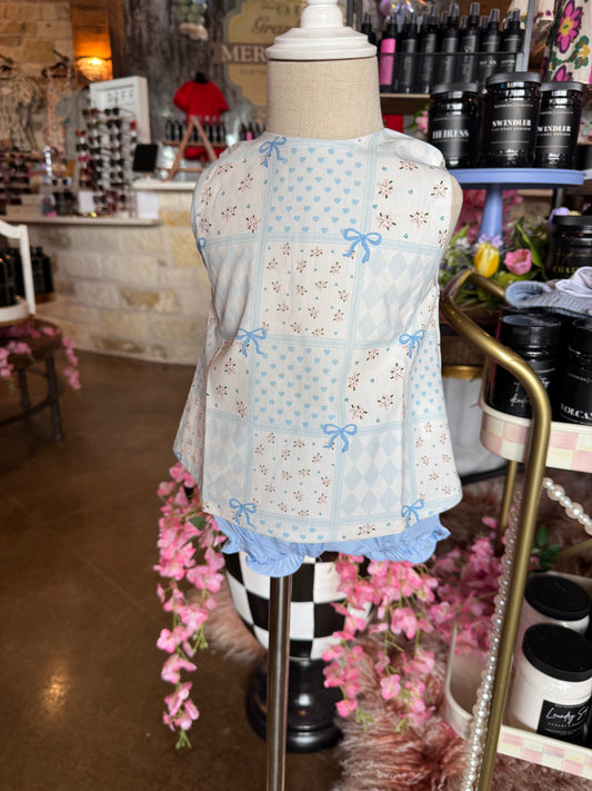 Blue Bow Bloomer Set