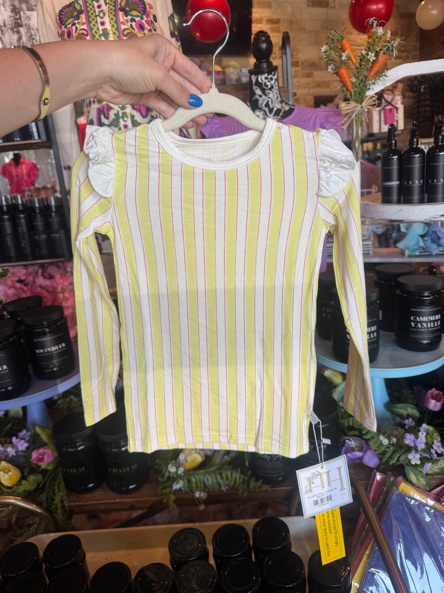 Girls Yellow Striped Loungewear set