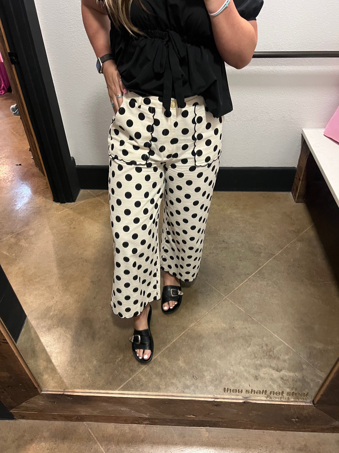 Sophia Scalloped Polka Dot HW Pants