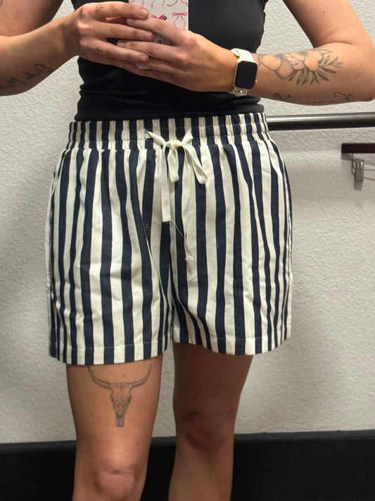 stripe twill shorts navy