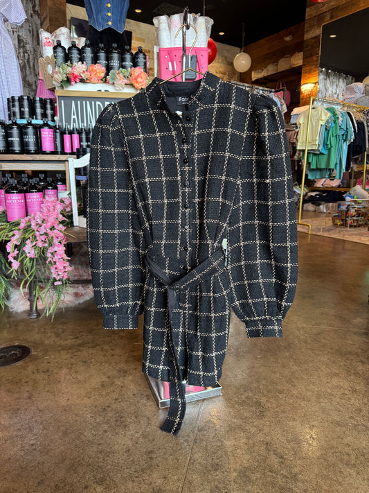 Luren Grid Tweed Romper