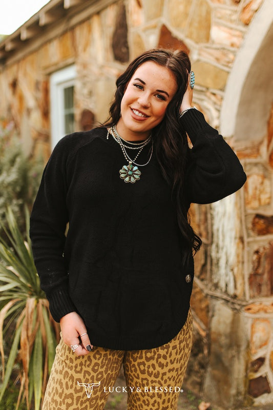 Black Buffalo Concho Sweater