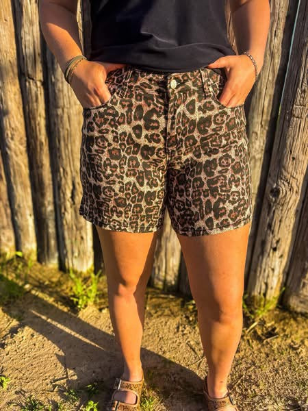 Leopard denim Shorts