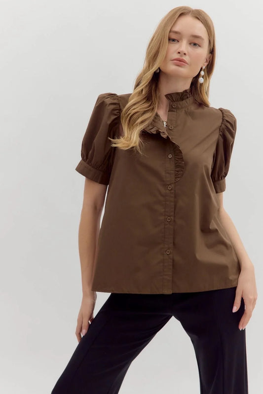 Espresso Ruffle Top