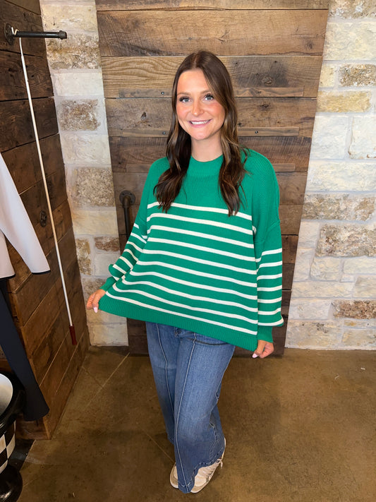 Nancy Striped Sweater Green