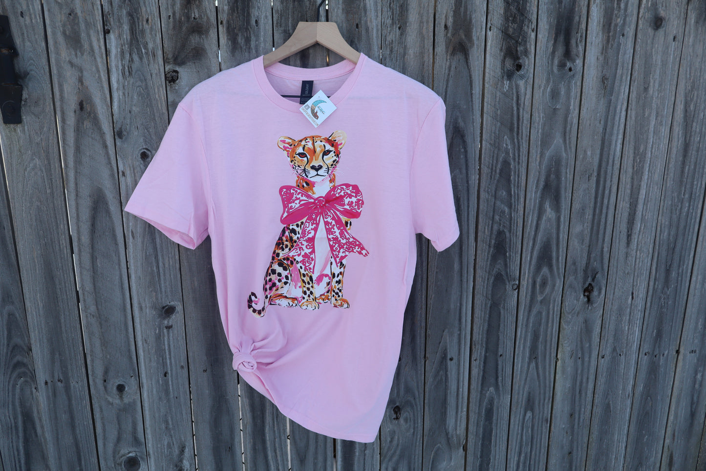 Stay Fierce Leopard & Pink Bow Graphic Tee