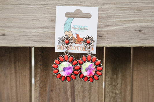 Hard To Forget Red & Silver Rhinestone Post Drop Earrings