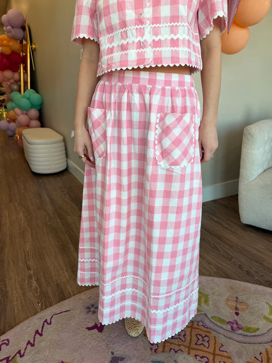Ric Rac Gingham Midi Skirt
