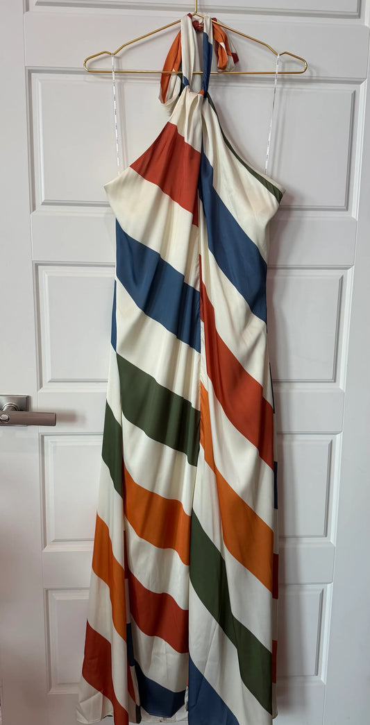 Stripe Halter Maxi Dress