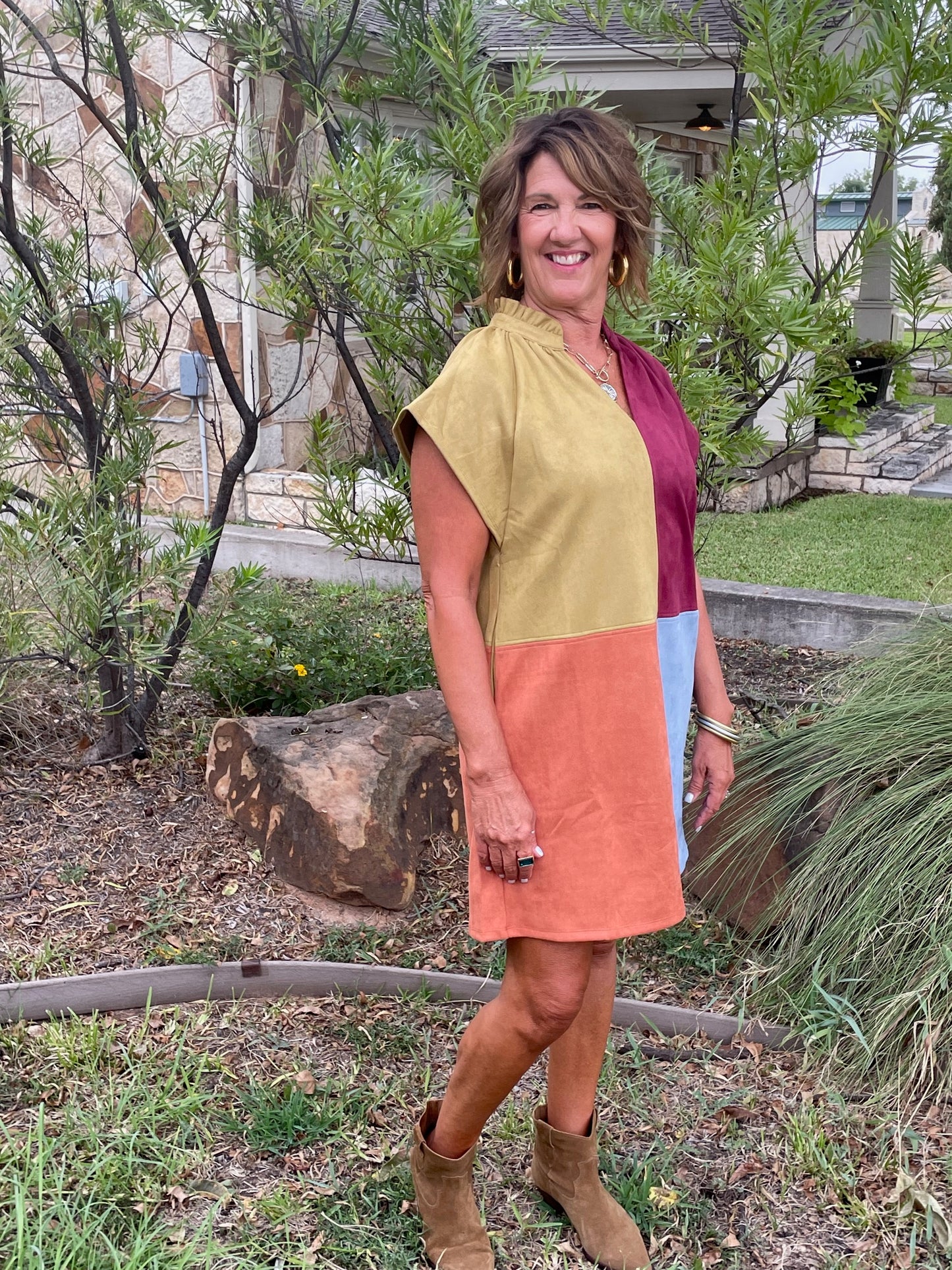 Color Block Suede Dress
