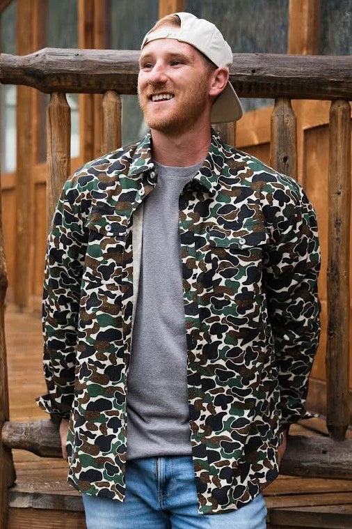 Cotton Twill Button Up - Throwback Camo