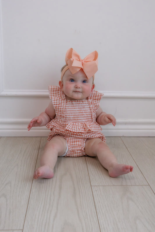 Smocked Check Pinafore Set