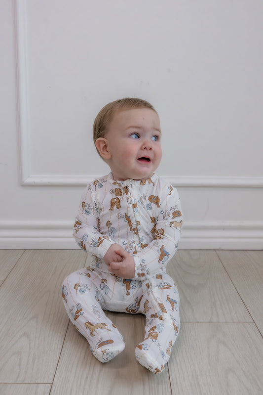 Cowboy Nursery  2 Way Zipper Footie