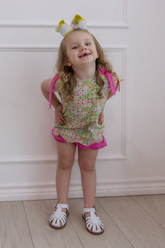 Floral Checkered Bloomer Set