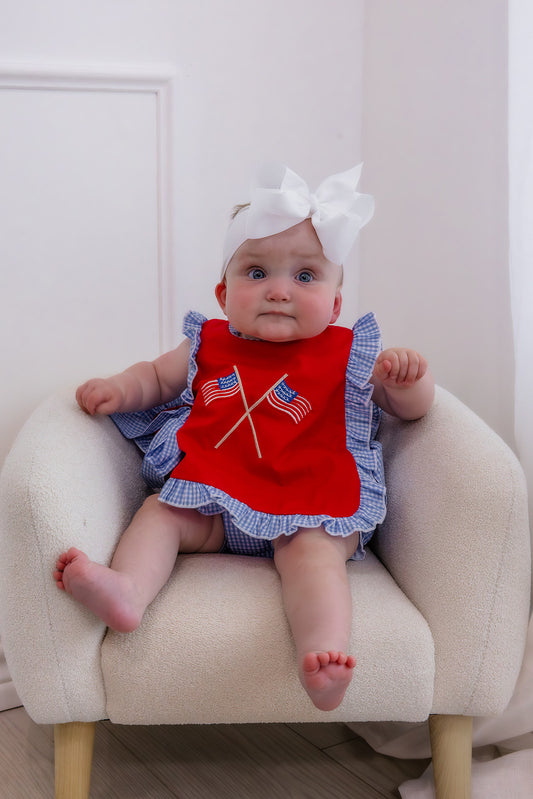 Girls Red White & Blue Diaper Set