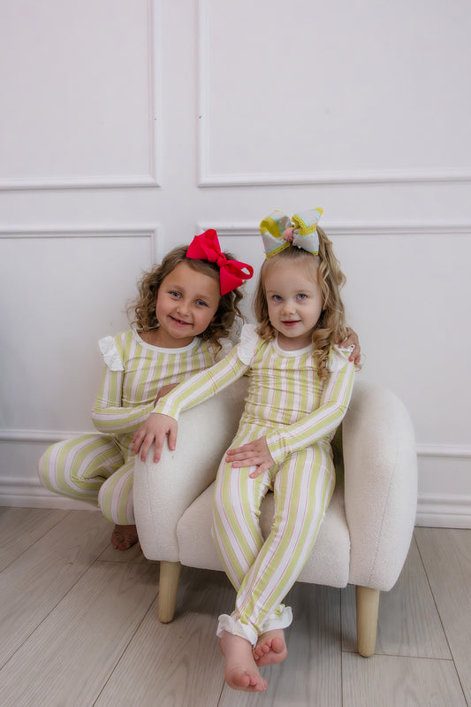 Girls Yellow Striped Loungewear set