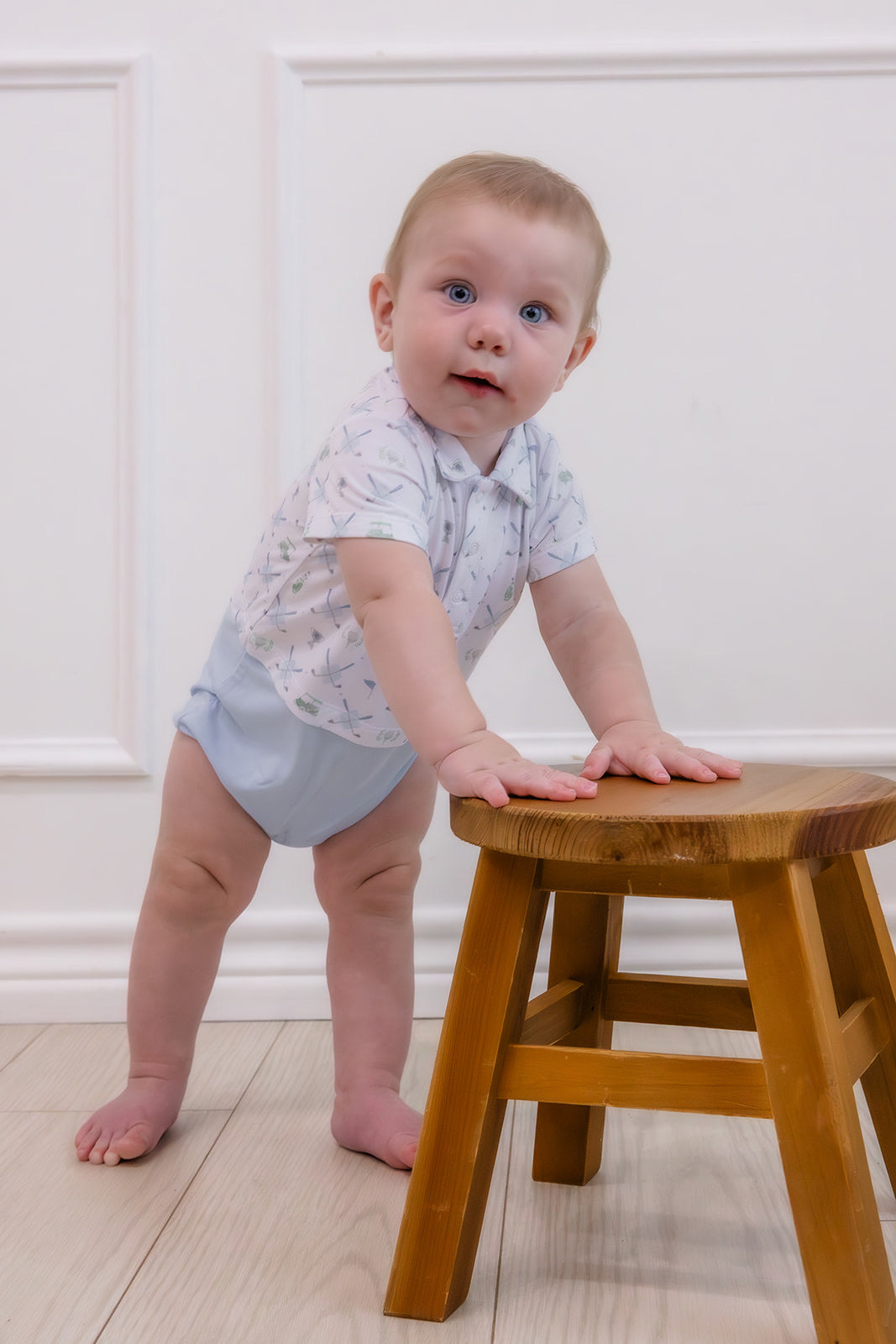 Golf Trellis Blue  Short Playsuit