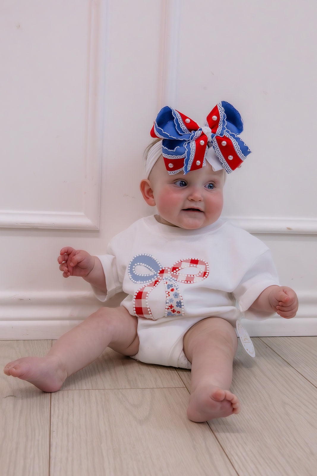 Patchwork Bow Patch Short Sleeve Romper