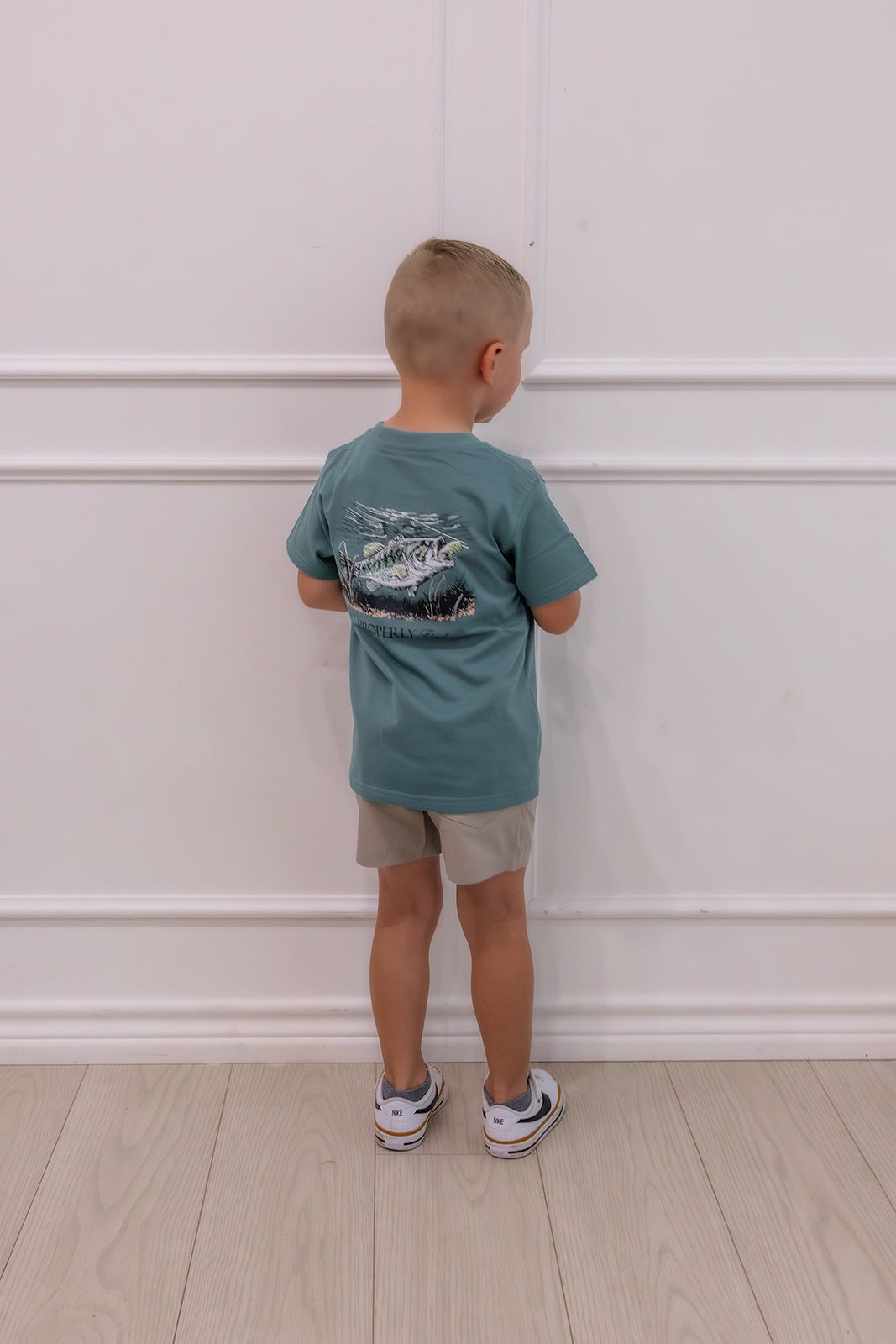 Boys Set The Hook SS Marine Green