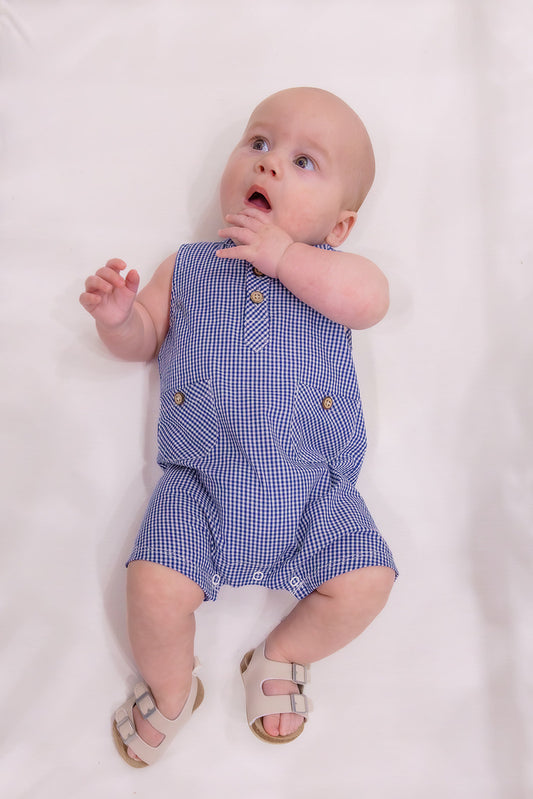 Gingham Romper Navy