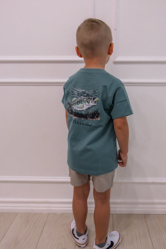 Boys Set The Hook SS Marine Green