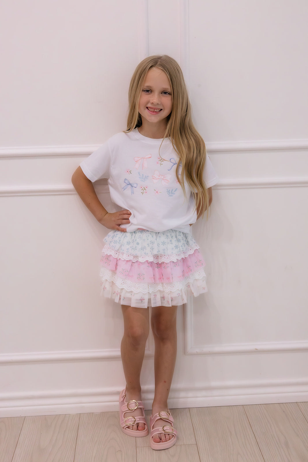 Floral & Bow Watercolor Short Sleeve T-Shirt