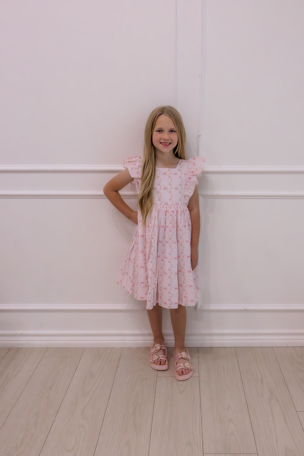 Stripes Bow Roses Dress