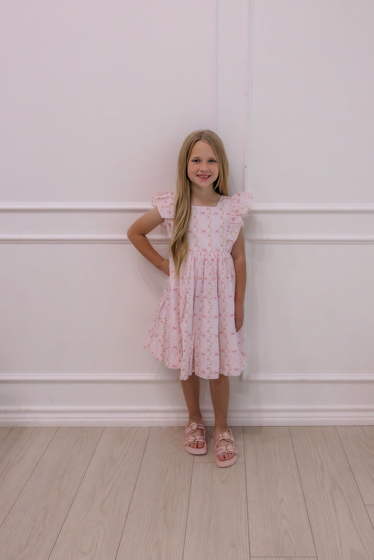 Stripes Bow Roses Dress