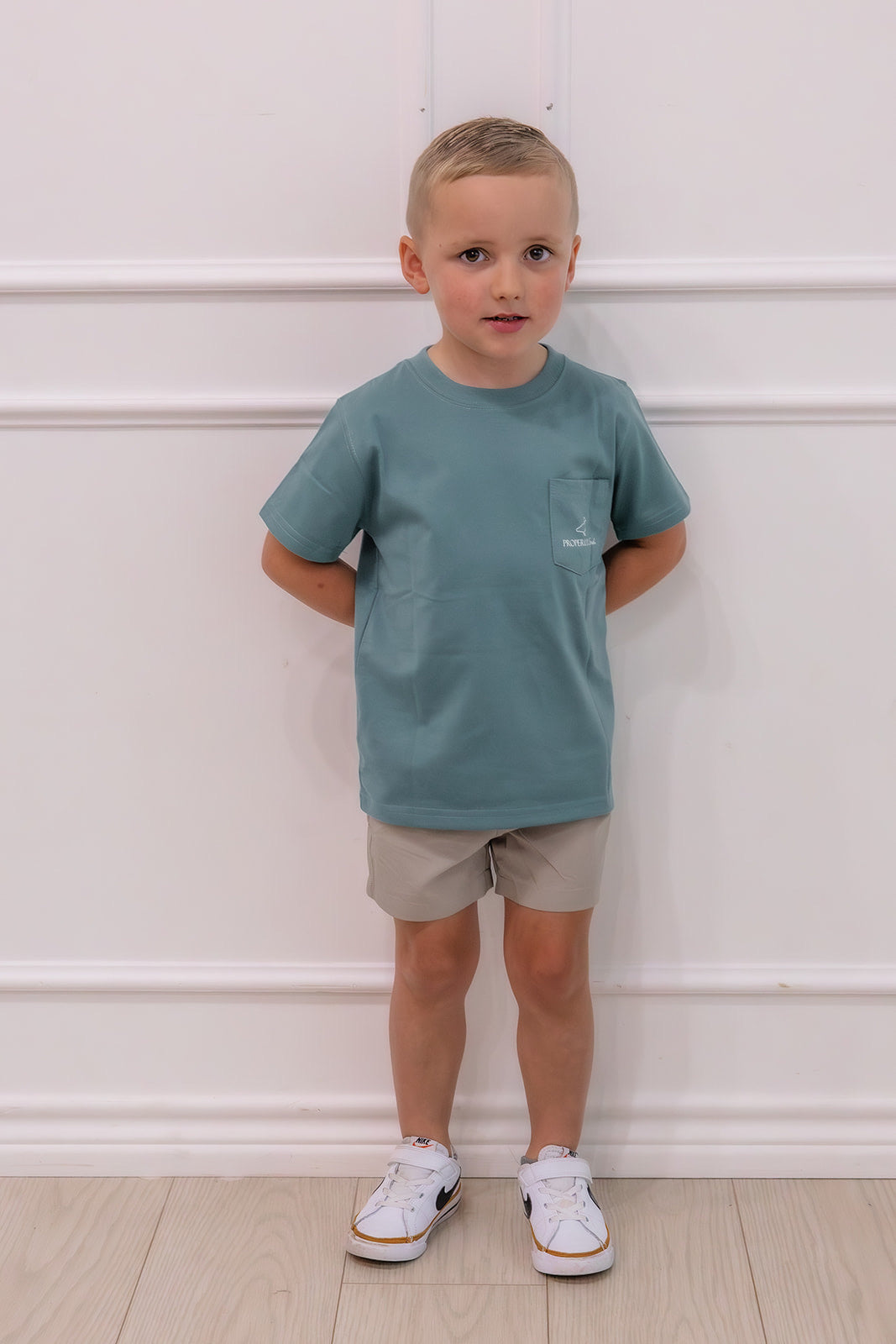 Boys Set The Hook SS Marine Green