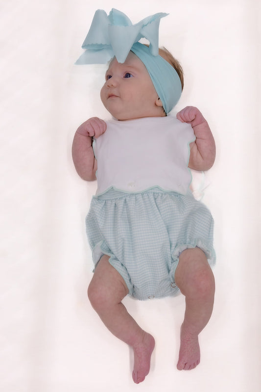 Girls Mint Green Gingham Bubble