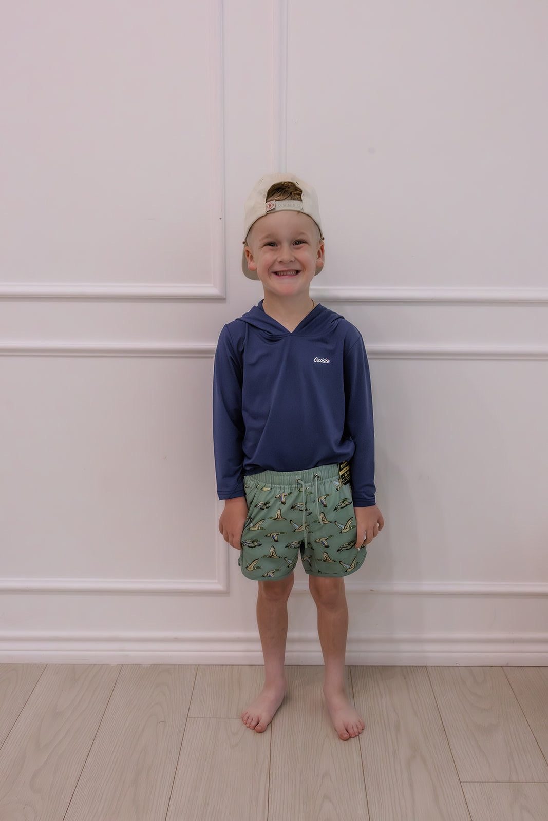 Youth swim trunk - green duck