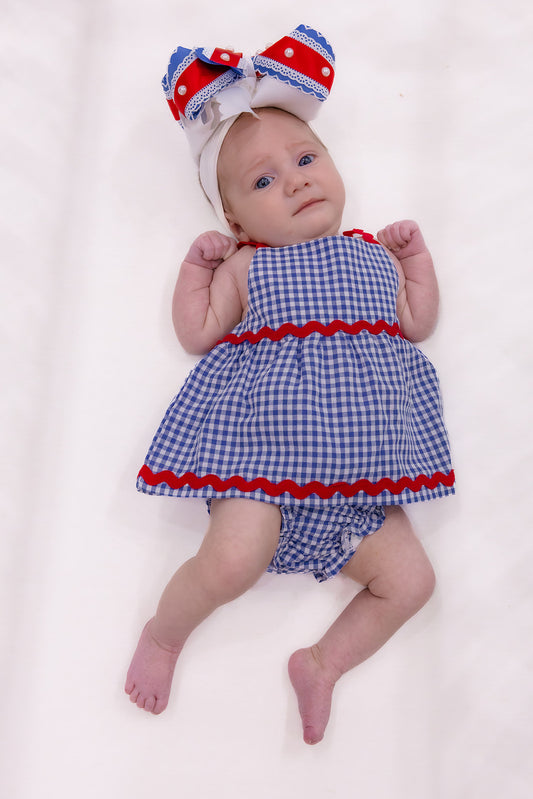 Gingham Ric-Rac Pinafore Set