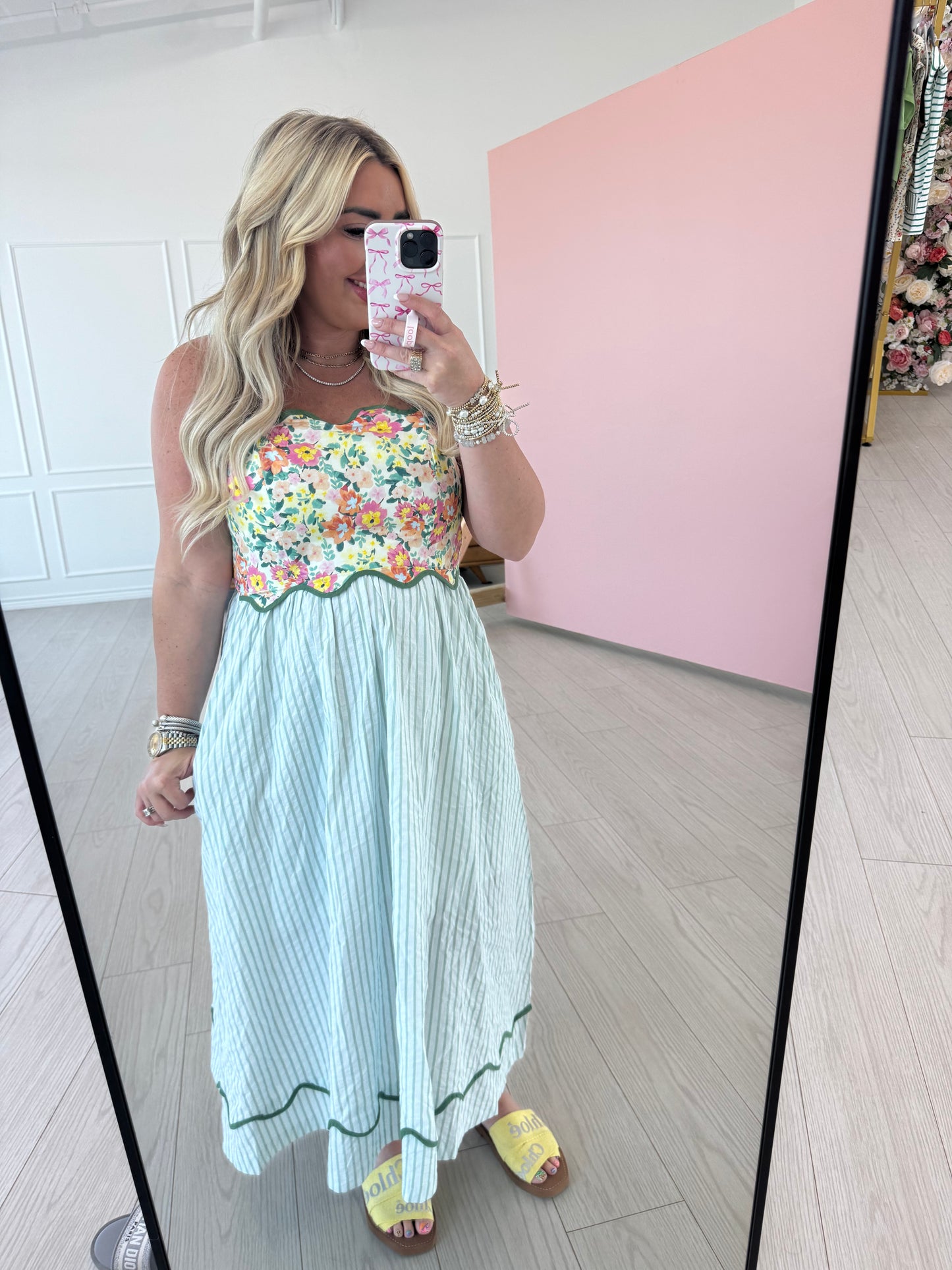 Dusty Sage Scalloped Dress
