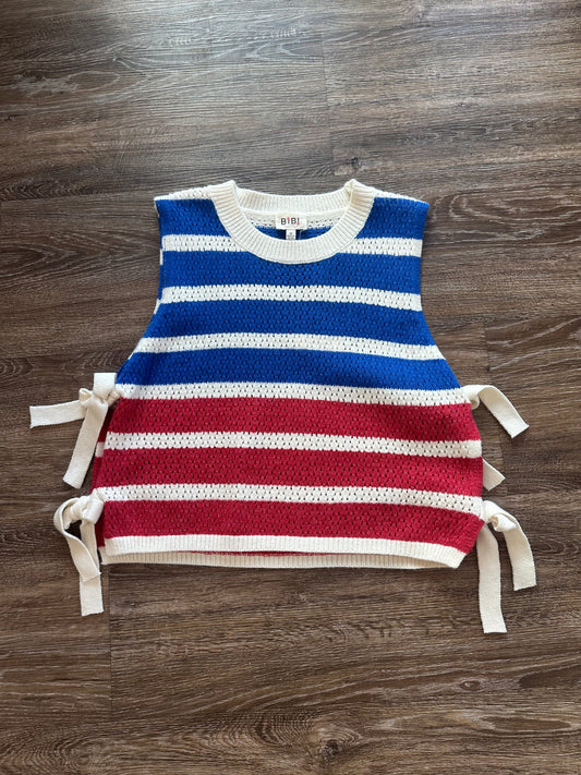 Stripes Side Tied Sweater Vest