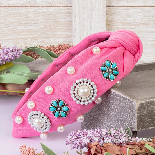 I'm Just A Girl Pink & Turquoise Headband