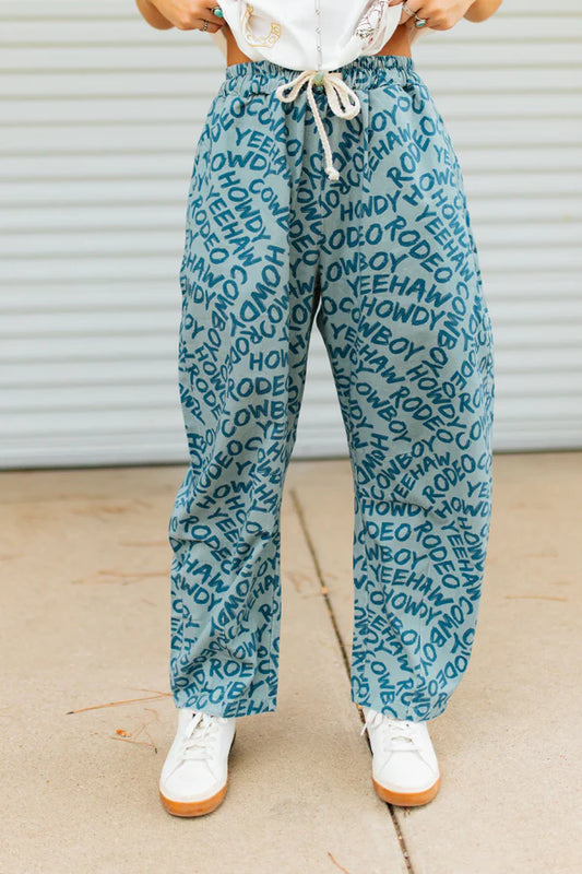 Howdy print Barrel Jeans
