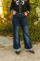 Dark Wash Cuffed Wide Leg Denim