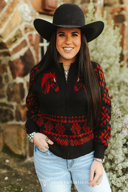 Black/ Red Zip Sweater