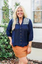Jane Top -Navy/White