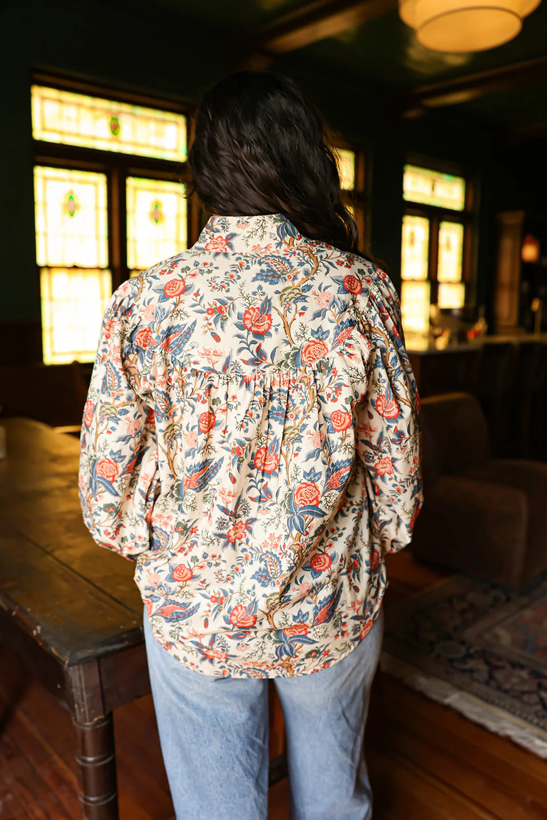 Jenna Top- Red/ Blue Floral