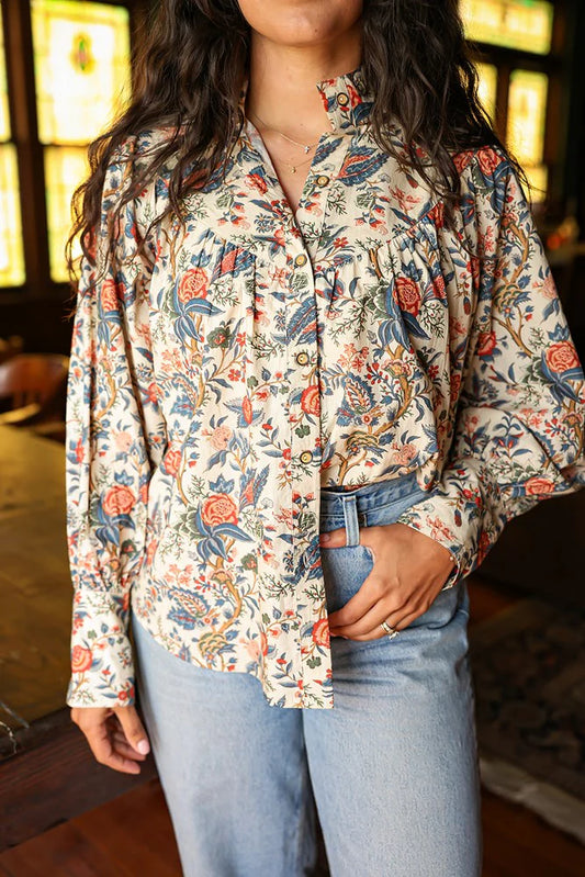 Jenna Top- Red/ Blue Floral