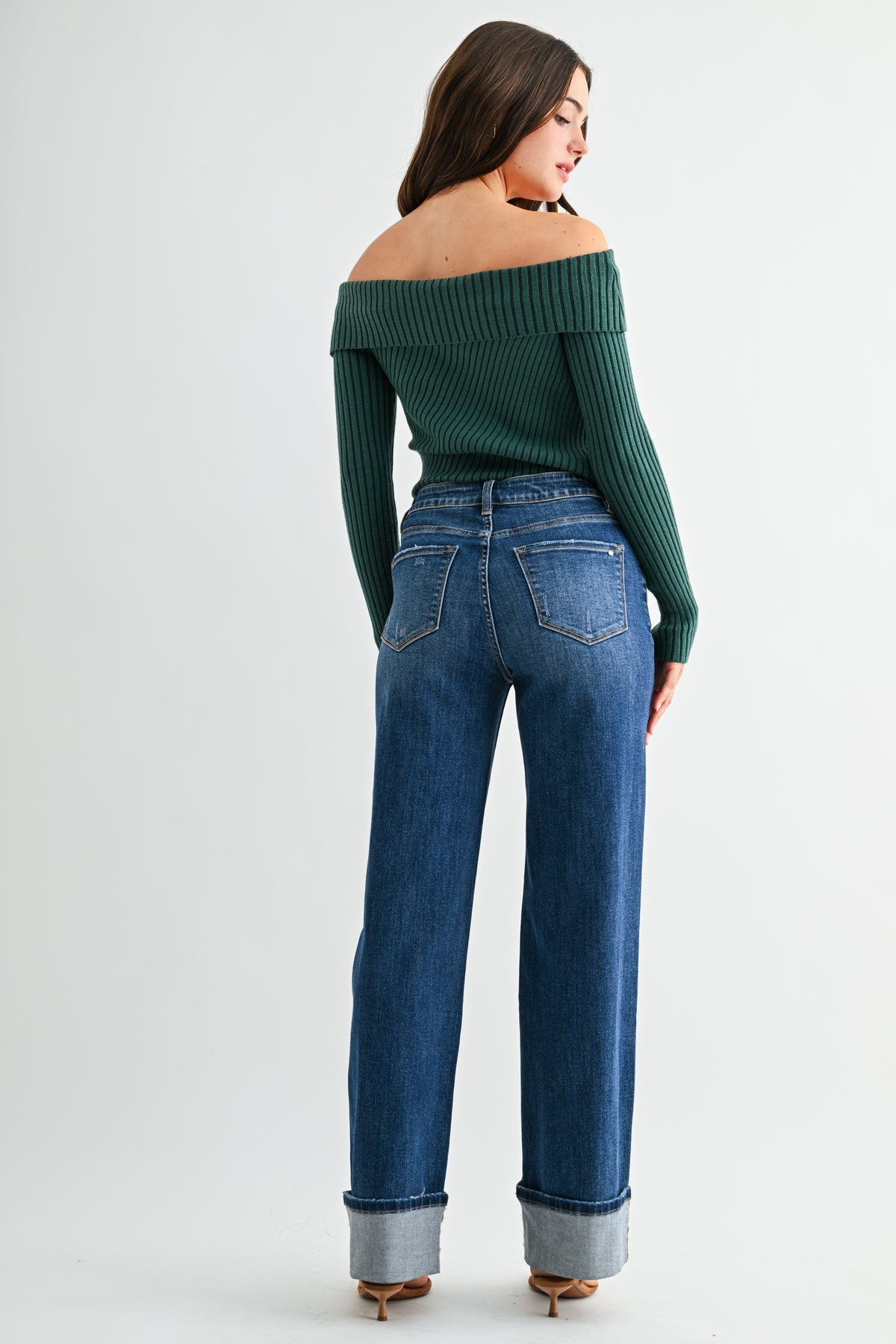 MIca High-Rise Slim Wide Cuffed Leg Jeans