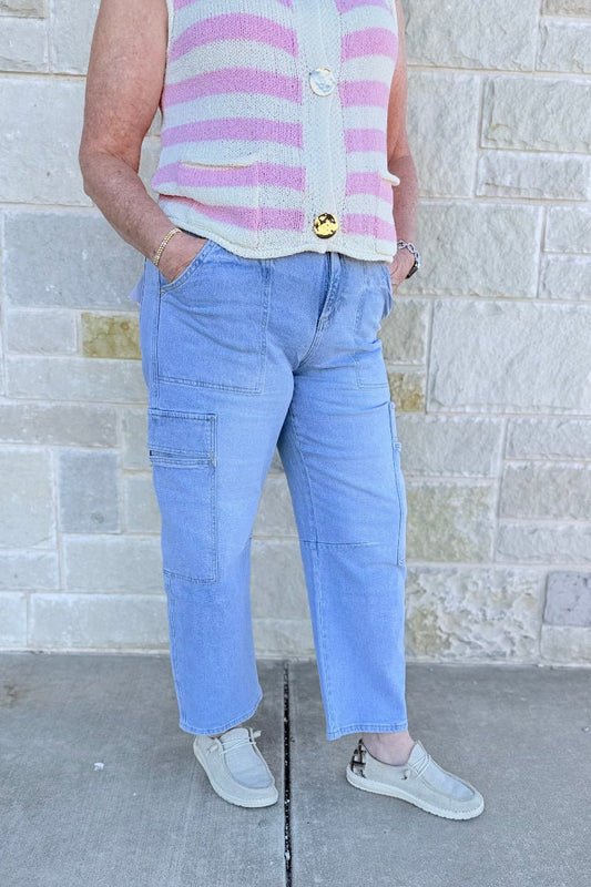 MICA SUPER HIGH-RISE BARREL-LEG CROPPED CARGO