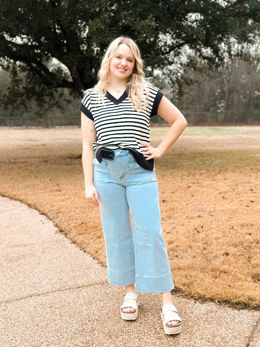 Mica High Rise Cropped Wide Leg w/ patch pocket