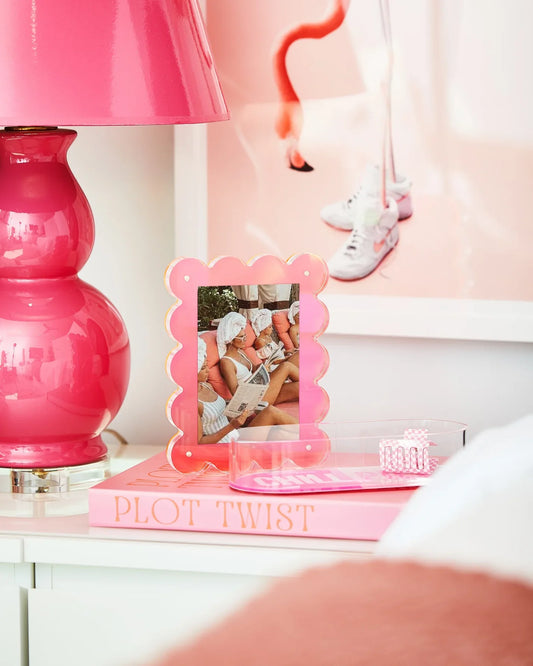 Free Standing Bubble Acrylic Frame Neon Pink