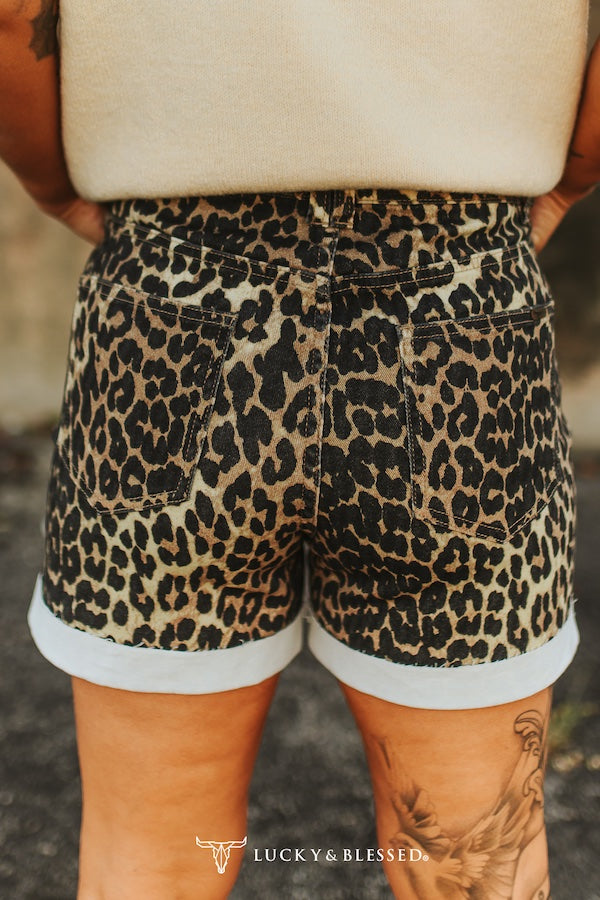 Leopard Printed Cuffed Boyfriend Shorts
