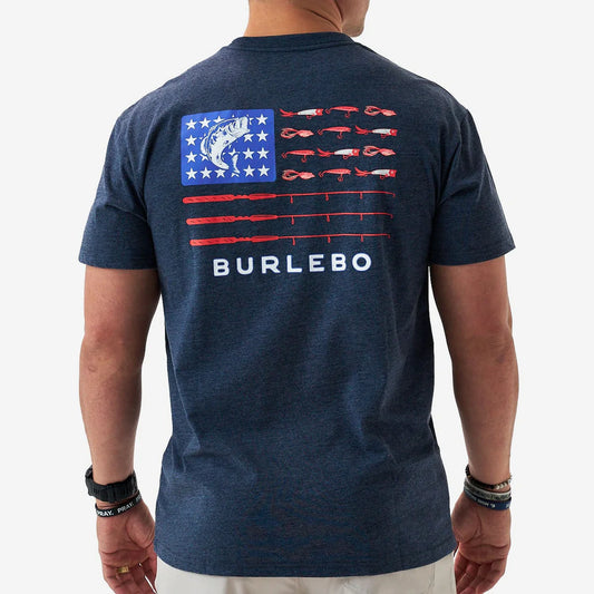 Short Sleeve Tee - Fishing USA - Heather Navy