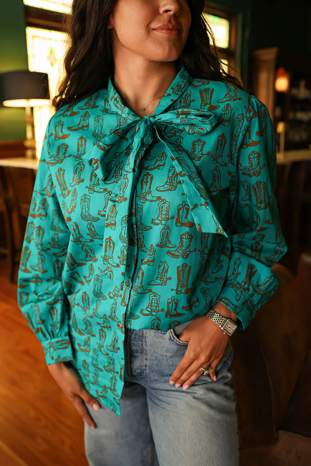 Sadie Top- Boot Bow Tie